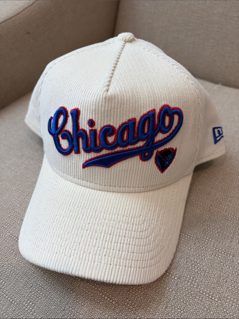 Chicago Cubs/ DePaul Script Baseball Cap - Cream with Blue & Red Embroidery BNWT